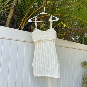 SMALL boho off the shoulder cream dress